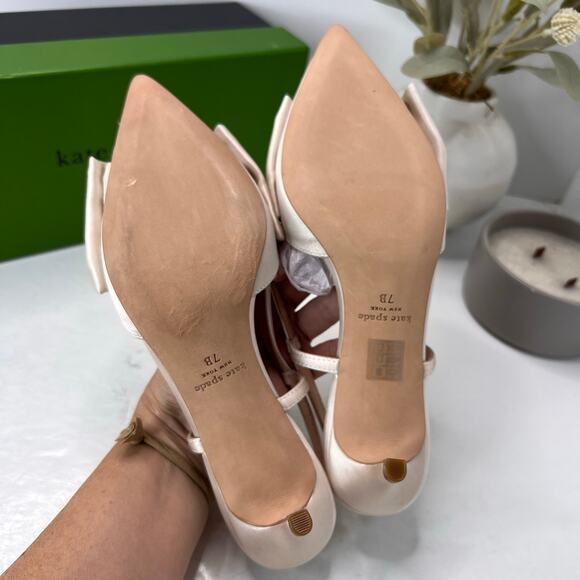 Kate Spade New York Marseille Slingback Pumps Pointed Toe Ivory K1037 Women's 7B - Picture 9 of 11
